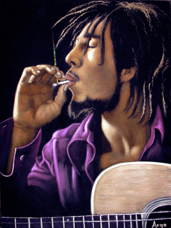 Vintage Painting - Bob Marley portrait  by Argo