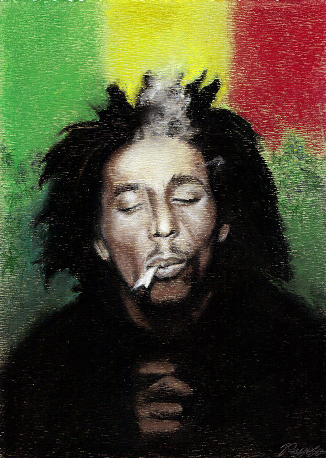 Bob Marley Pastel - Bob Marley- Smoke Break by Raymond Lee Junior Warfield