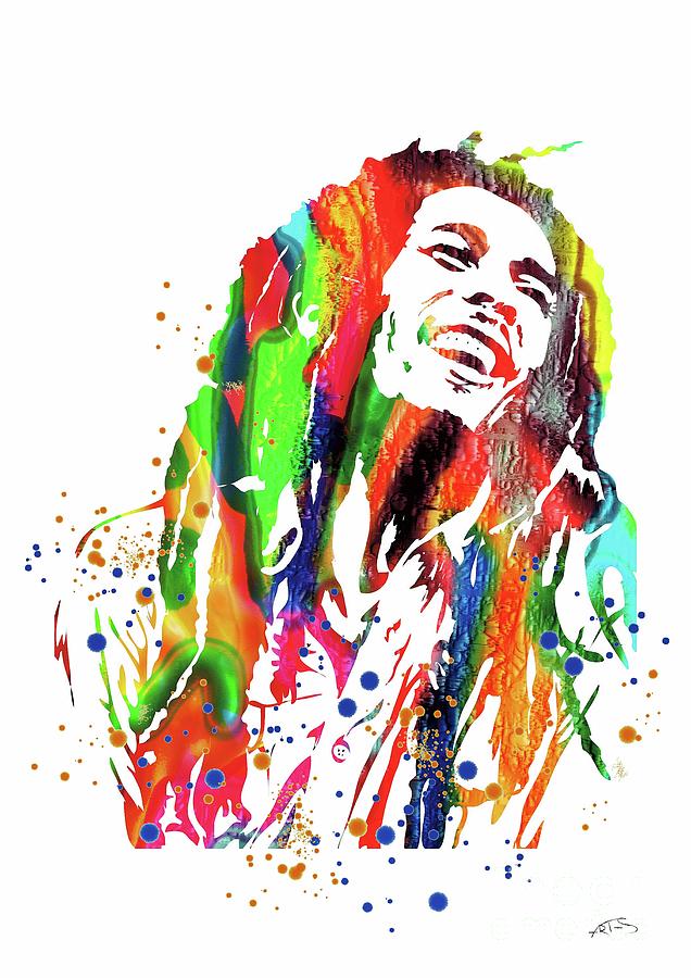 Bob Marley Watercolor Print Digital Art by White Lotus