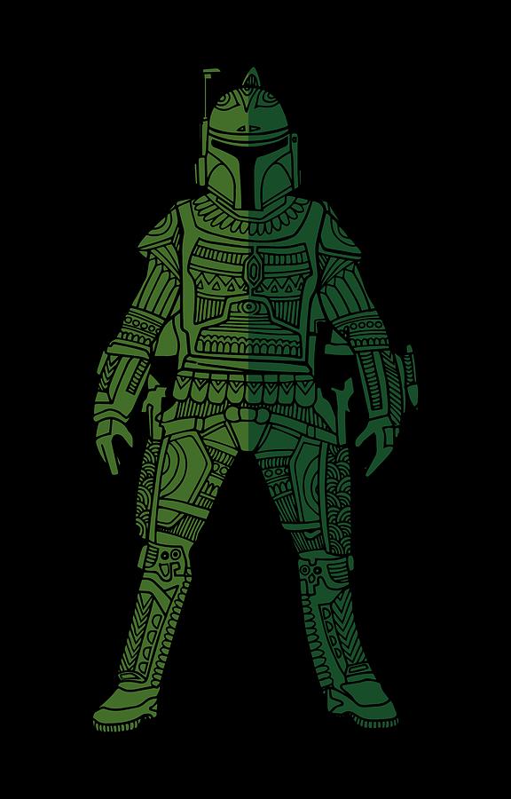 Boba Fett - Star Wars Art, Green 02 Mixed Media by Studio Grafiikka