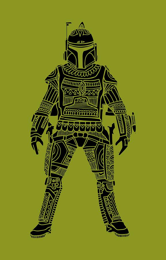 Boba Fett - Star Wars Art, Green Mixed Media by Studio Grafiikka