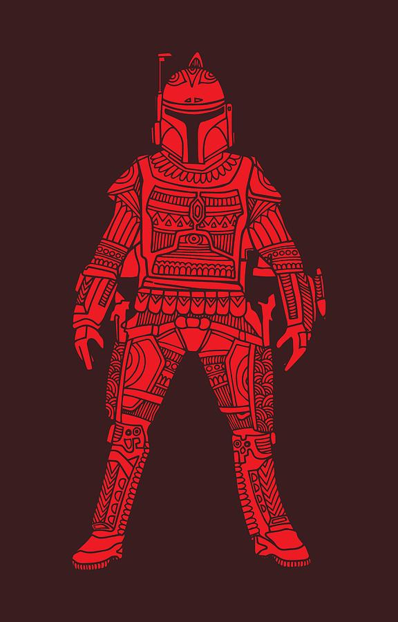 Boba Fett - Star Wars Art, Red Mixed Media by Studio Grafiikka