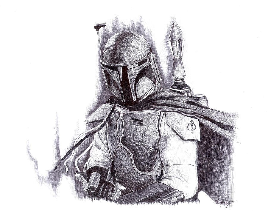 Star Wars Drawing - Boba Fett - Star Wars by Serafin Ureno