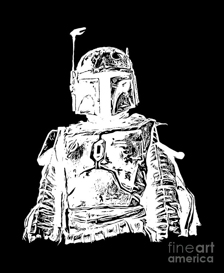 Star Wars Digital Art - Boba Fett Tee by Edward Fielding Star Wars Digital Art - Boba Fett Tee by Edward Fielding