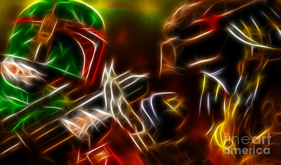 Boba Fett Mixed Media - Boba Fett Vs Predator by Pamela Johnson Boba Fett Mixed Media - Boba Fett Vs Predator by Pamela Johnson