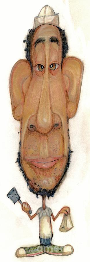 Man Drawing - Bobblehead No 66 by Edward Ruth