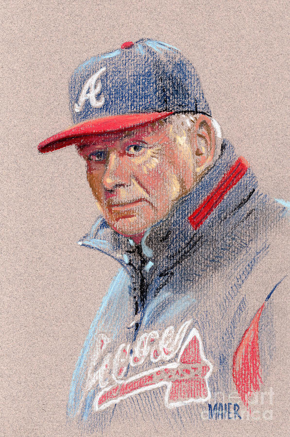 Portrait Drawing - Bobby Cox by Donald Maier