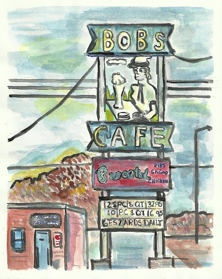 Vintage Painting - Bobs Cafe by Matt Gaudian
