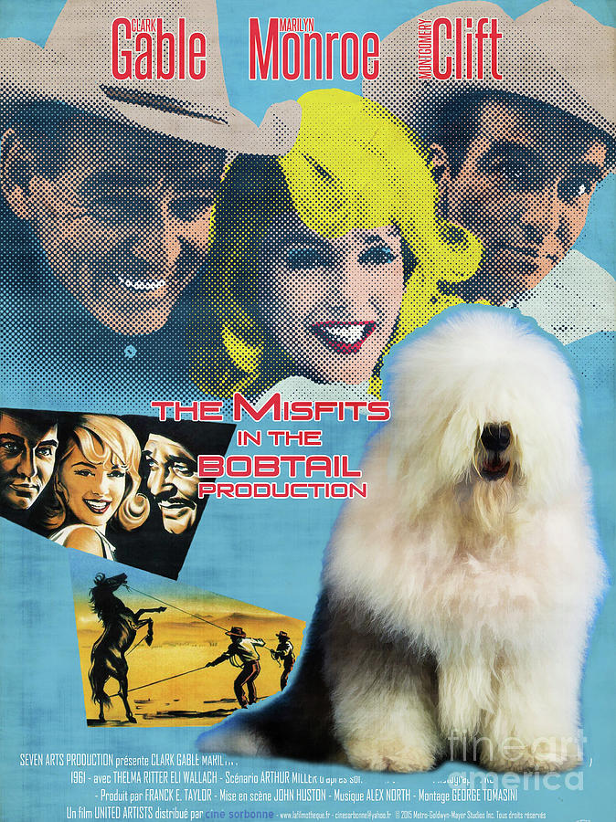Bobtail -  Old English Sheepdog Art Canvas Print - The Misfits Movie Poster Painting by Sandra Sij