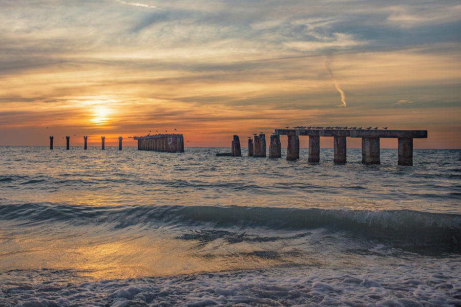 Boca Grande Old Fishing pier January Sunset Photograph by