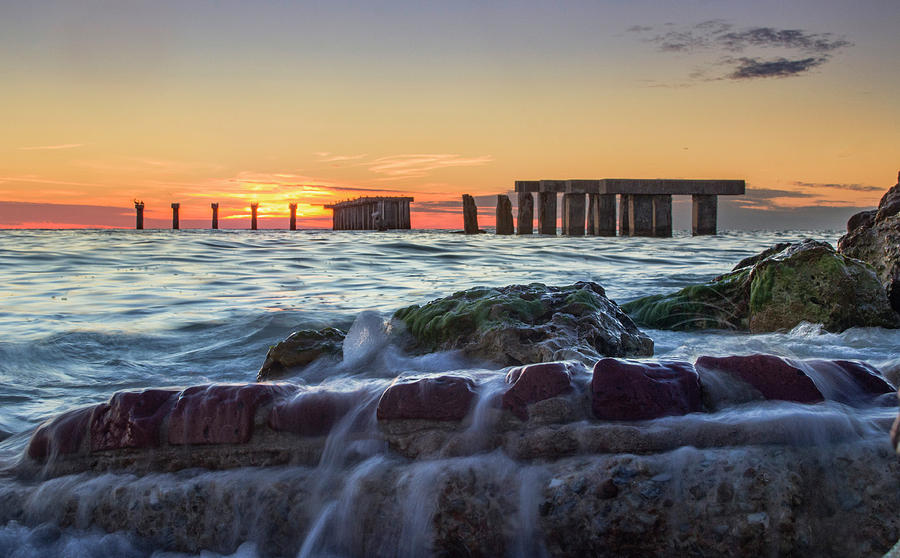 Boca Grande Old Fishing Pier Rocky Sunset Photograph by Ron Wiltse