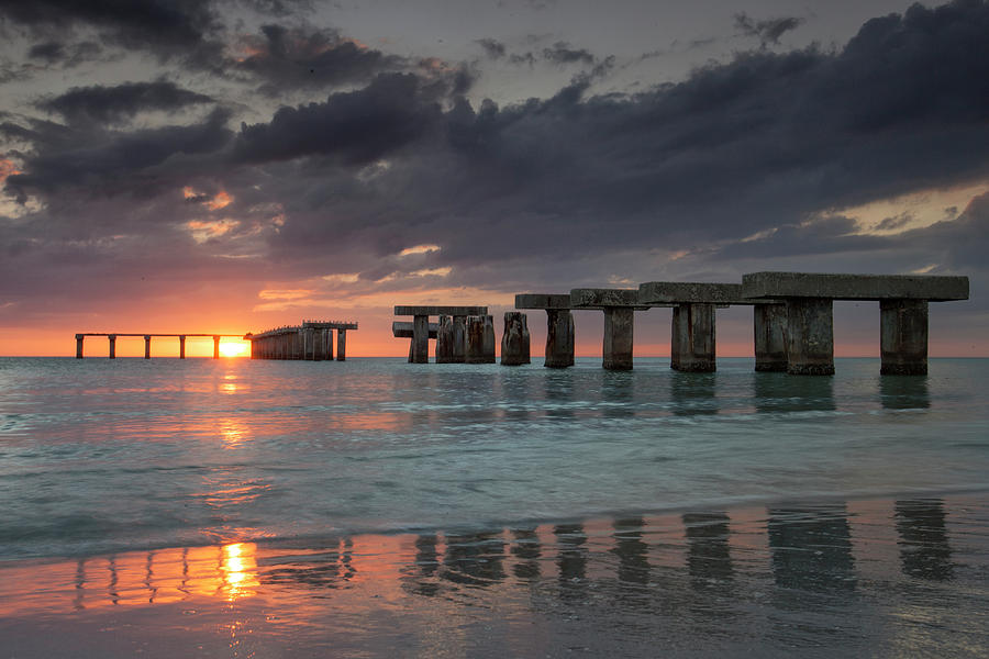 Boca Grande Old Fishing pier Sunset Photograph by Ron Wiltse