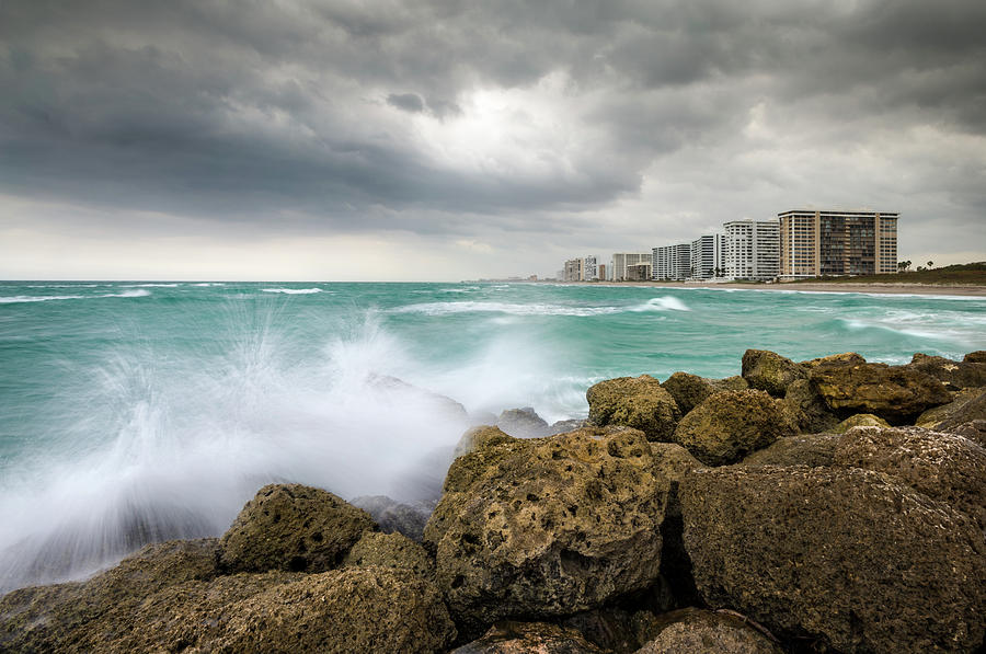 Boca Raton Florida Stormy Weather - Beach Waves Photograph