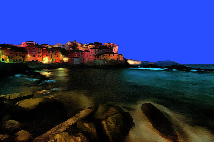 BOCCADASSE BY NIGHT paint Photograph by Enrico Pelos
