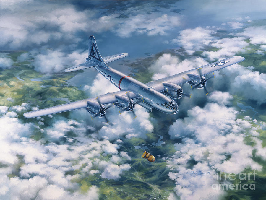 509th Composite Group Painting - Dawn of a Thousand Suns - Bockscar Over Nagasaki by Randy Green