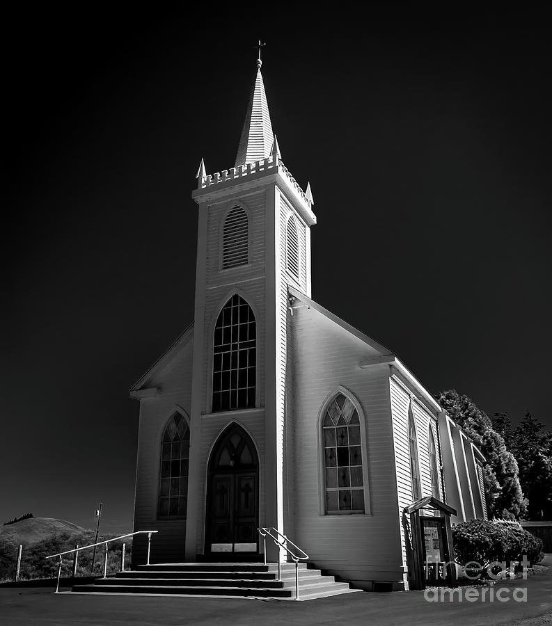 Bodega Church Sonoma County Infrared Black and White Photograph by Blake Webster