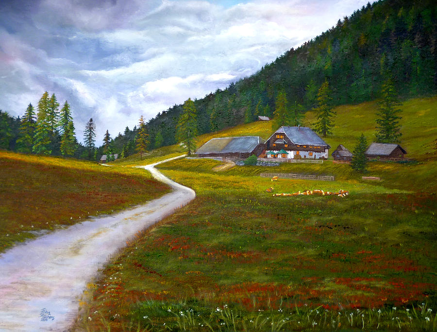 Bodenalm Mountain Farm Painting