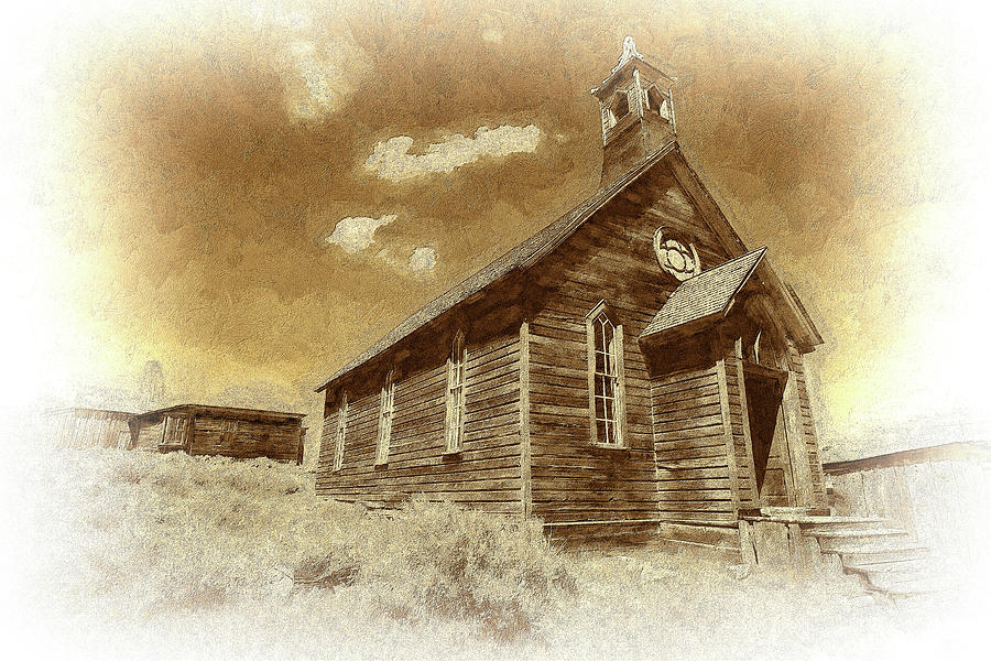 Bodie California Ghost The Old Methodist Church BW Photograph by Dan Carmichael