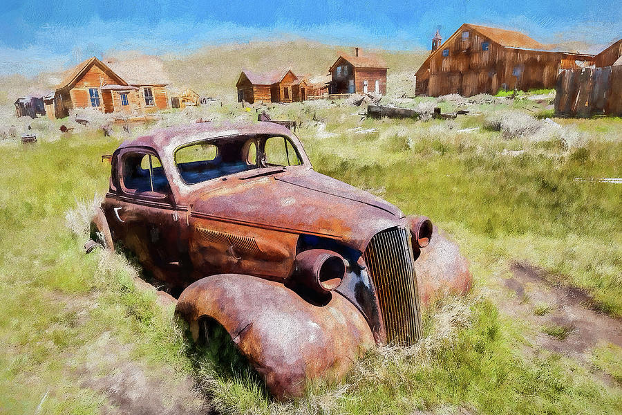 Bodie California Ghost Town Old Rusty Vintage Car AP Painting by Dan Carmichael