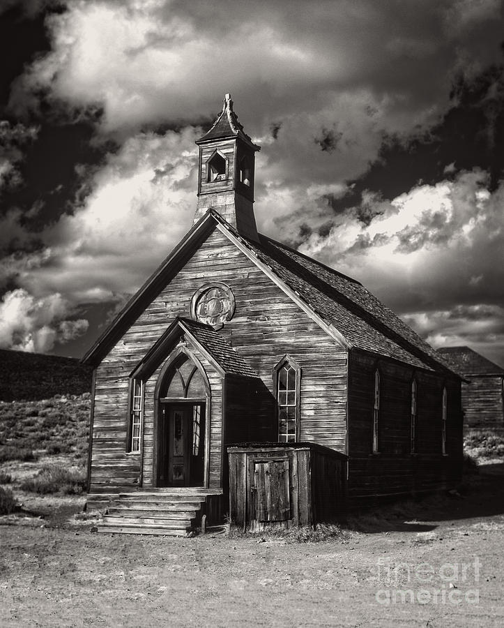 Bodie Church in Black and White Photograph by Jim And Emily Bush