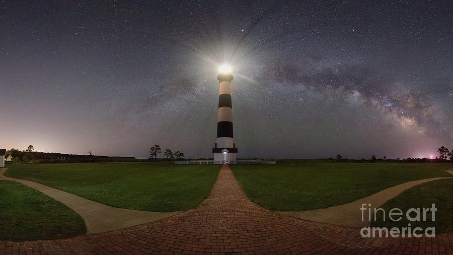 Bodie Island Light Milky Way Pano Photograph by Michael Ver Sprill
