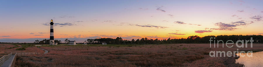 Bodie Island Light sunset panorama  Photograph by Michael Ver Sprill