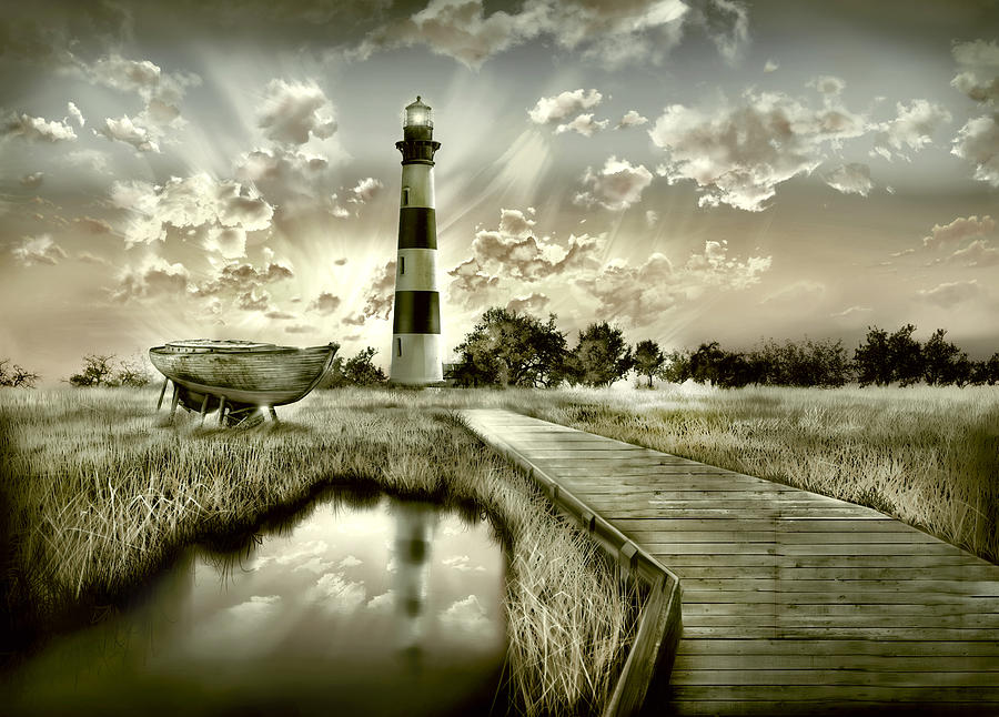 Lighthouse Painting - Bodie Island Lighthouse 3 by Bekim M