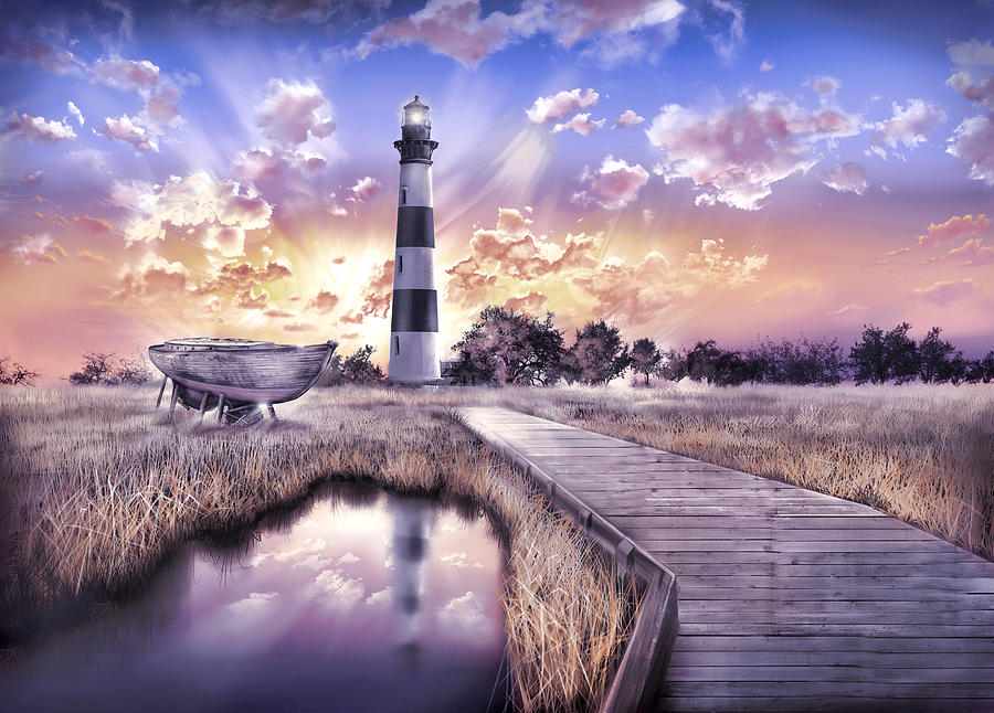 Lighthouse Painting - Bodie Island Lighthouse 4 by Bekim M
