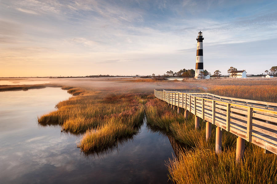 Fall Photograph - Bodie Island Lighthouse Autumn Coastal Marsh by Mark VanDyke
