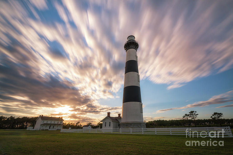Bodie Island Lighthouse Cloudy Sunset  Photograph by Michael Ver Sprill