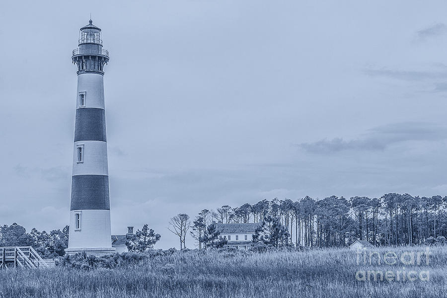 Bodie Island Lighthouse in Blue Digital Art by Randy Steele
