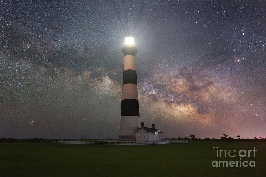 Landscape Photograph - Bodie Island Lighthouse Milky Way Galaxy  by Michael Ver Sprill