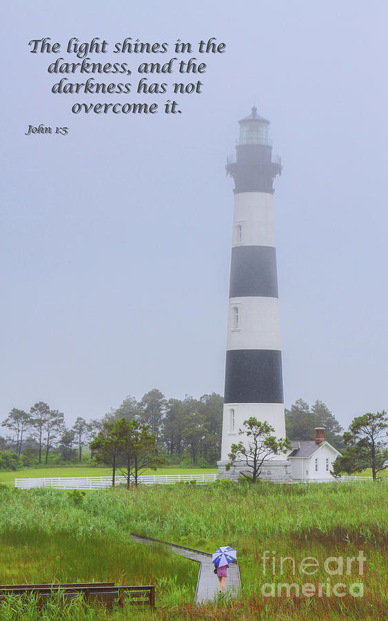 Bodie Island Lighthouse Scripture Verse Photograph by Randy Steele