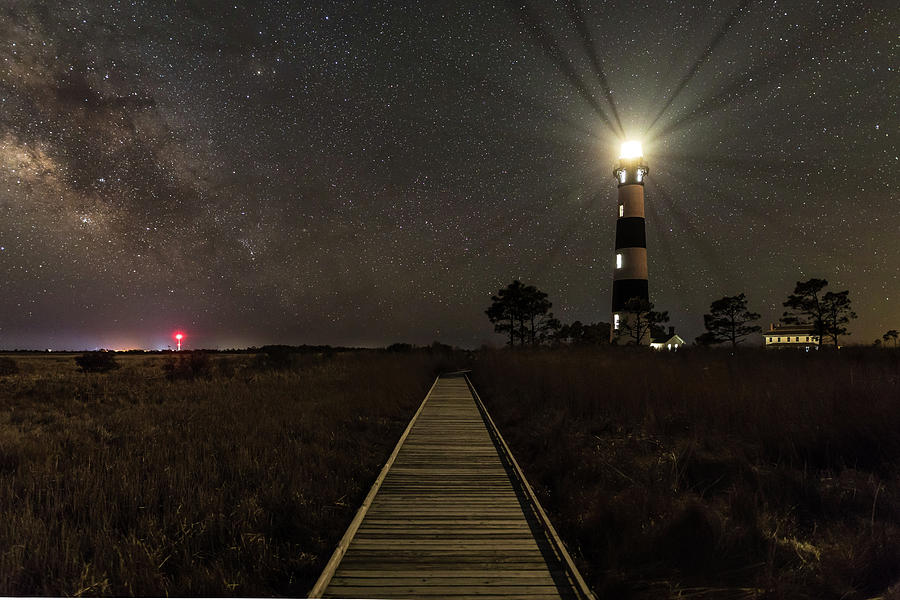 Bodie Island Lighthouse under the stars Photograph by Nick Noble