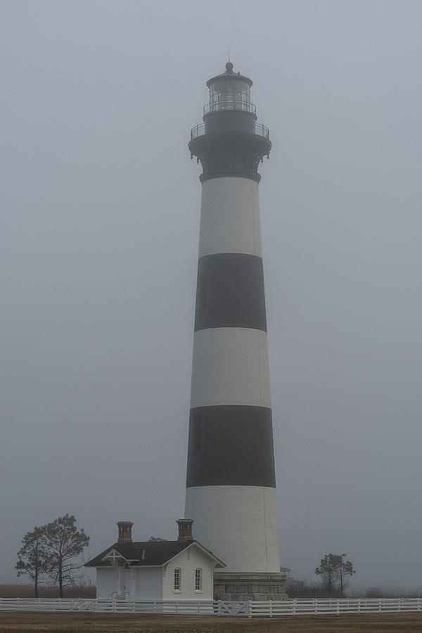 Bodie Lighthouse and Heavy Fog Photograph by Dennis Kowalewski