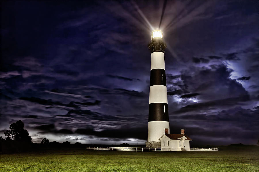 Bodie Lighthouse in a Thunderstorm Photograph by Dan Carmichael