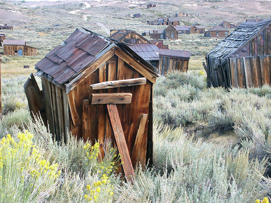 Bodie Outhouse Watercolor Photograph by Art Block Collections