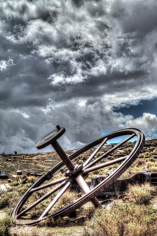 Landscape Photograph - Bodie Wheel by Soroush Mostafanejad