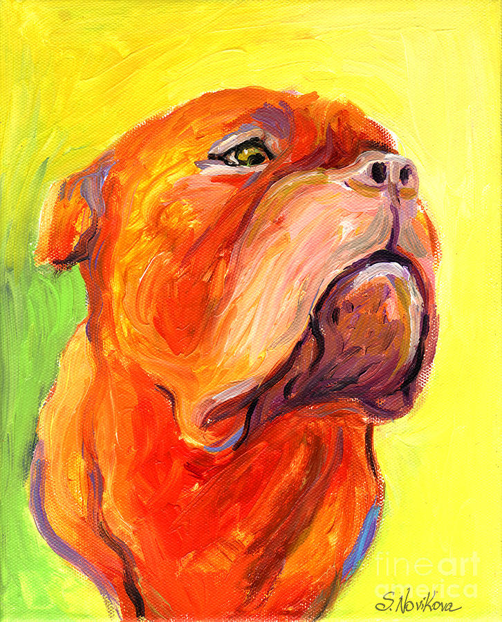 Mastiff Dog Painting - Bodreaux Mastiff dog painting by Svetlana Novikova