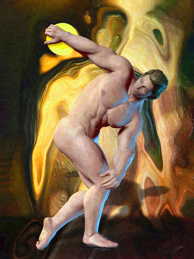 Sports Painting - Bodybuilder Discobolus  by Joaquin Abella