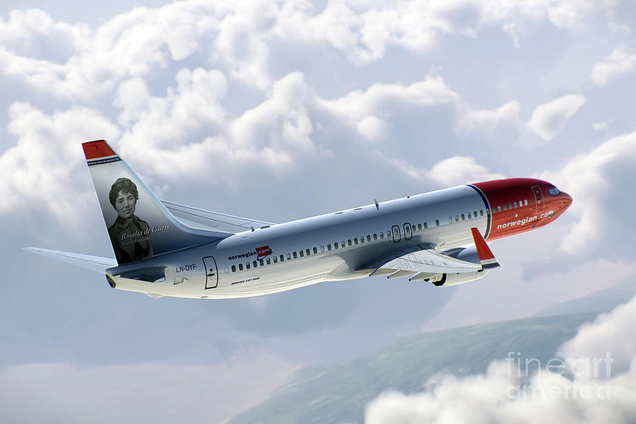 Boeing 737 Norwegian Air Digital Art by Airpower Art