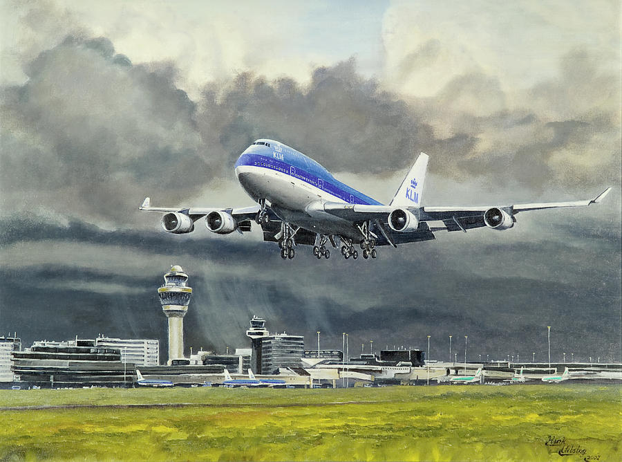 Klm Painting - Boeing 747-400 Schiphol by Henk Uitslag