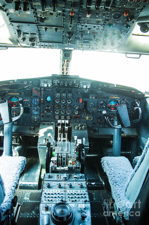 Jet Photograph - Boeing 727 cockpit 10 by Micah May