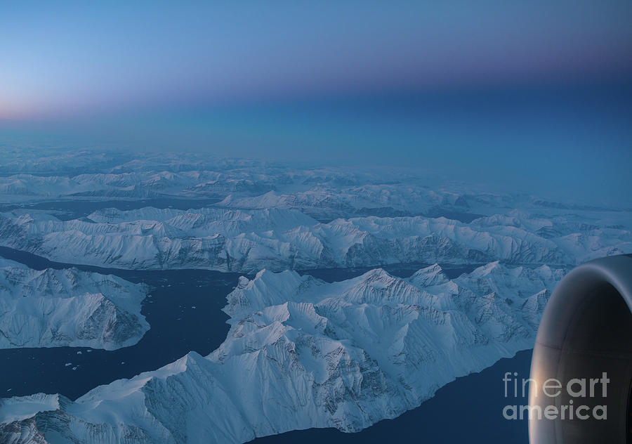 Boeing 777 Flying Over Greenland Fjords Photograph by Mike Reid
