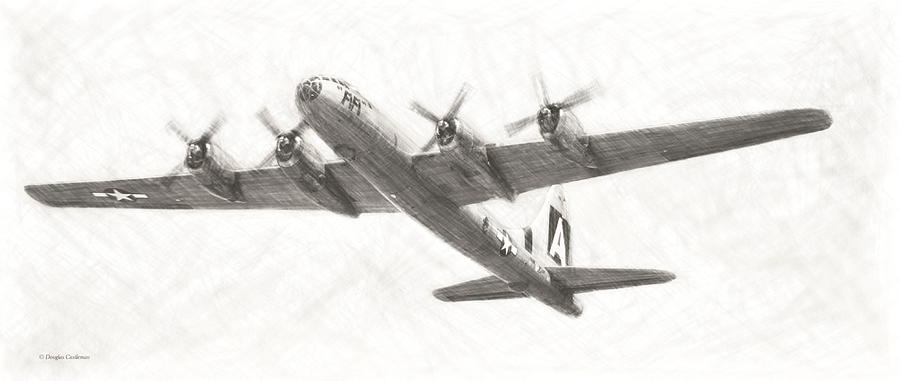Boeing B-29A Superfortress Drawing Digital Art by Douglas Castleman