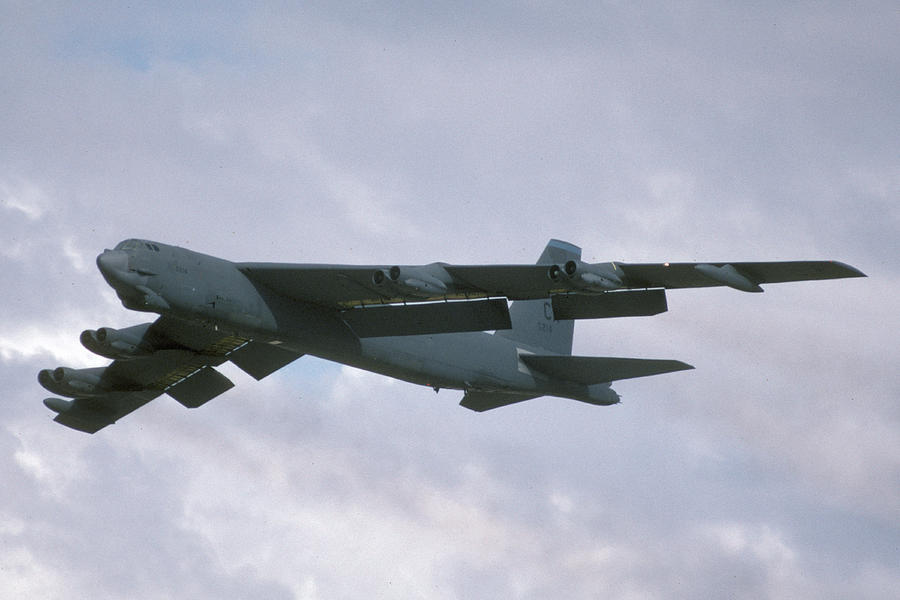 Airplane Photograph - Boeing B-52G Stratofortress 58-0214 93rd Bomb Wing Castle AFB September 17 1992  by Brian Lockett