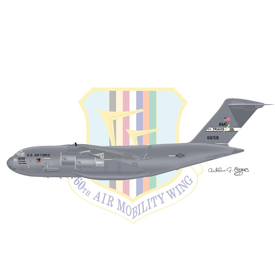 Boeing Digital Art - Boeing C-17 Globemaster III Travis AFB by Arthur Eggers