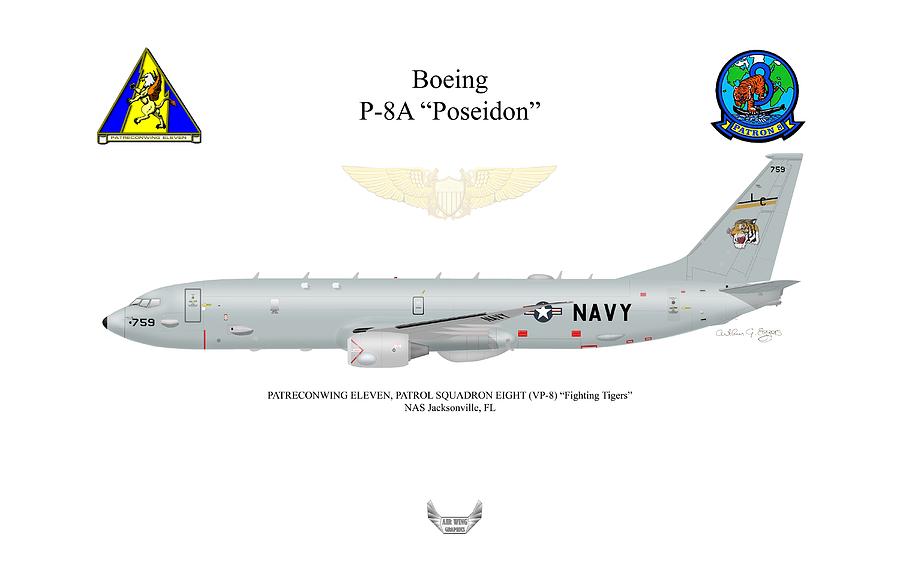 Boeing P-8A VP-8 Digital Art by Arthur Eggers