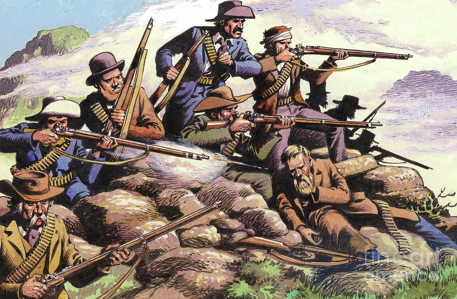 Boers of the Transvaal fighting at Majuba Hill during the First Boer War Painting by Pat Nicolle | Pixels