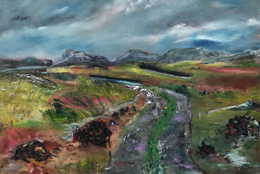 Bog Road, Donegal Ireland Painting by Mary Feeney